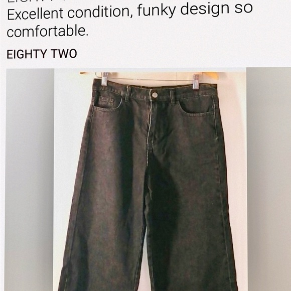 Funky People Black Flare Wide Leg Jeans - Picture 2 of 3